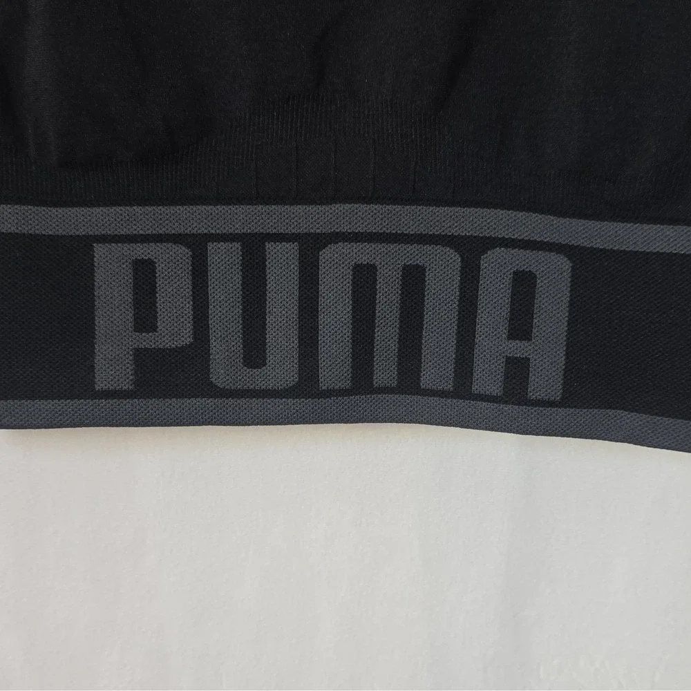 PUMA Black Racerback Sports Bra Wireless Size S Polyester Nylon Spandex Women